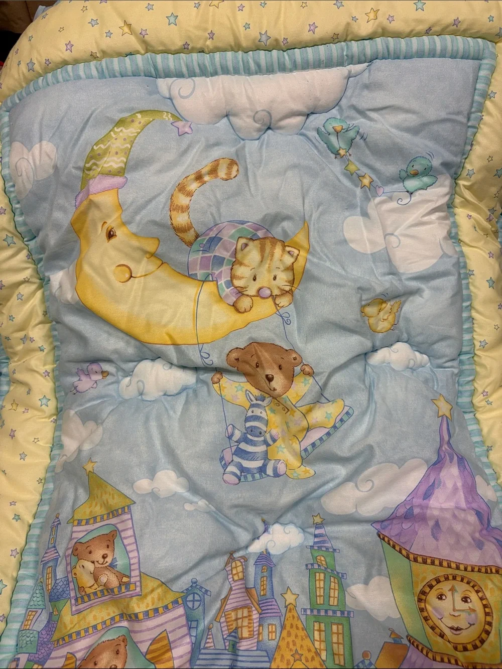 Kids Line over the moon castle bears blue Yellow Quilted Nursery BlanketPrint